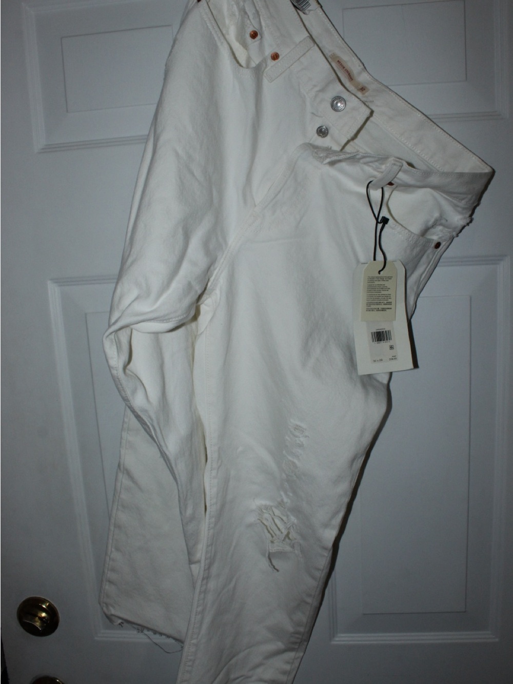 Levi's White Women's Jeans - Distressed Straight Leg
